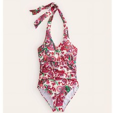NWT Boden multiway one piece swimsuit bikini pink paisley halter size 16 / 18