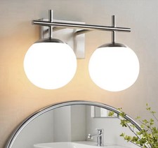 Brushed Nickel Vanity Light for Bathroom, 2-Lights Modern Vanity Lighting wit...