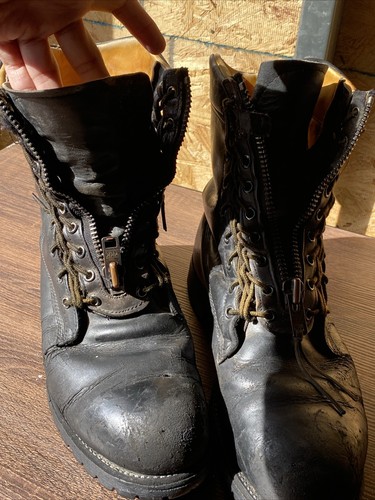 Vintage Chippewa Black Leather Laced Zip Up Steel Toe Boots Size 10.5 3E - Picture 14 of 15