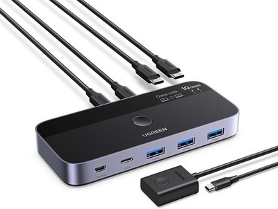 UGREEN 10Gbps USB Switch, USB C Switch mit 3X3.2 A und 1X3.2 C Port, Daten Link
