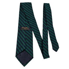 Brooks Brothers BFS Mens Striped REPP Silk Tie Hand Made In USA Navy Green