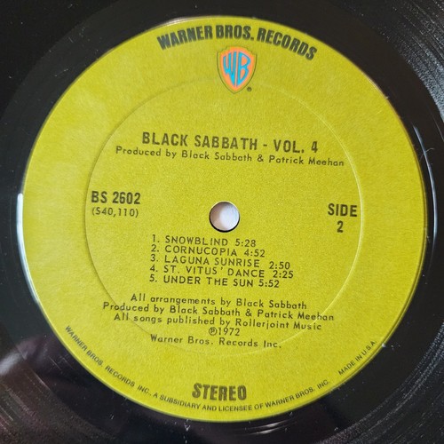 Black Sabbath Vol 4 LP Gatefold 1972 Green Label BS 2602 First Pressing! - Picture 8 of 8