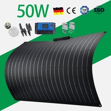 50W 12V Black Flexible Solar Panel Kit with Brackets Controller Campervan Boat