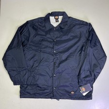 DICKIES Snap Front Nylon Jacket Water Resistant Men's Sz L Dark Navy 76242DN