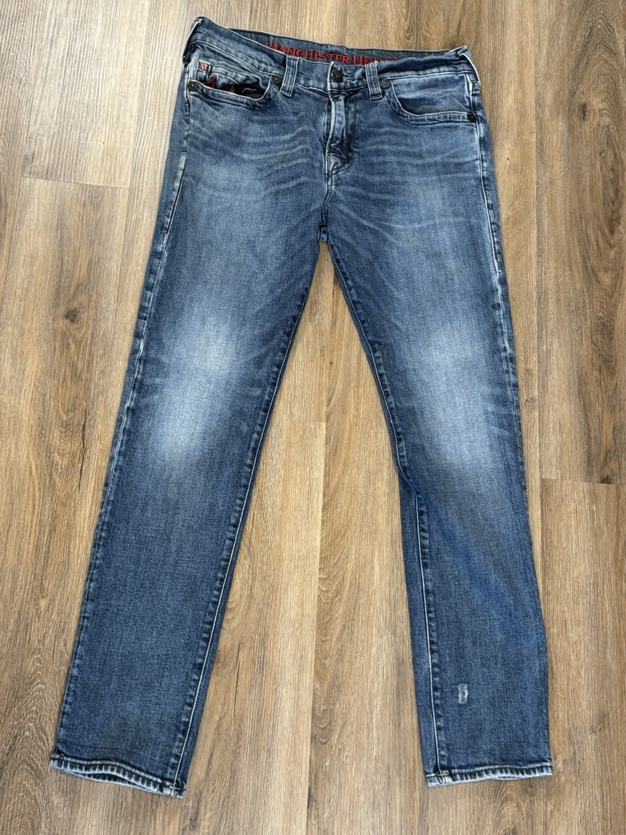 True Religion x Manchester United Jeans Mens 33x32 Blue Cotton
