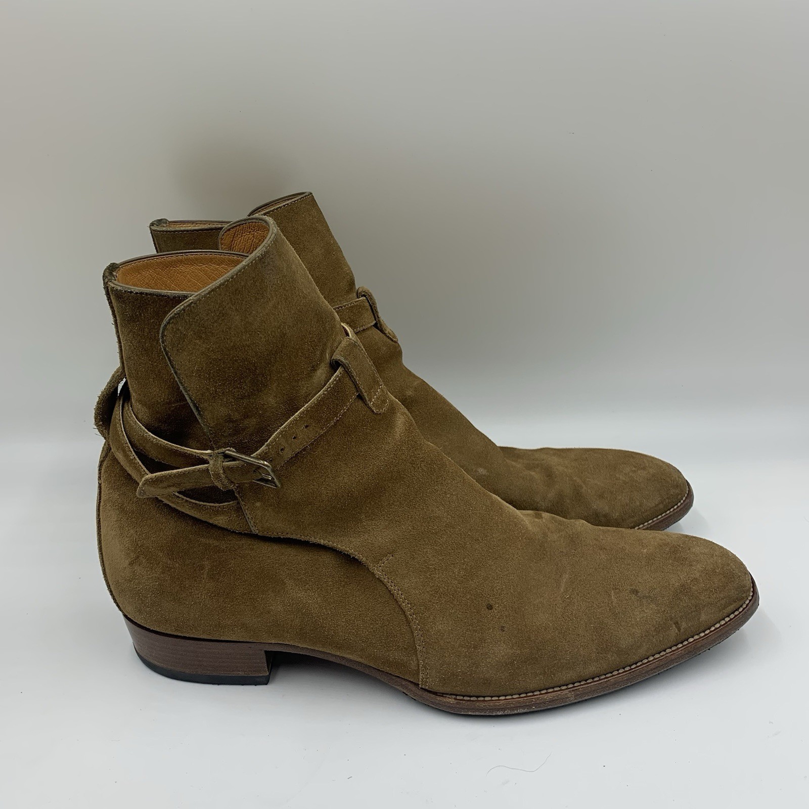 Stivali Saint Laurent Wyatt Jodhpur taglia 44 camoscio marrone noce marrone ocra YSL