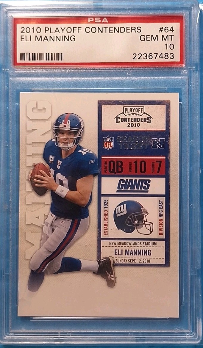Eli Manning #64 (2010 Playoff Contenders) PSA GEM MINT 10 view 1