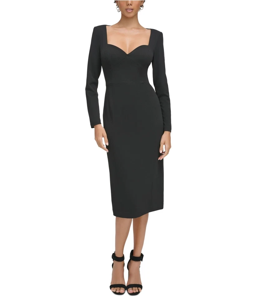 Vestido vaquero Calvin Klein para mujer con escote corazón, negro, 10