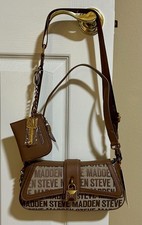 STEVE MADDEN Brown BLANEY Jacquard LOGO Crossbody SHOULDER Bag CHARM Wallet NWT