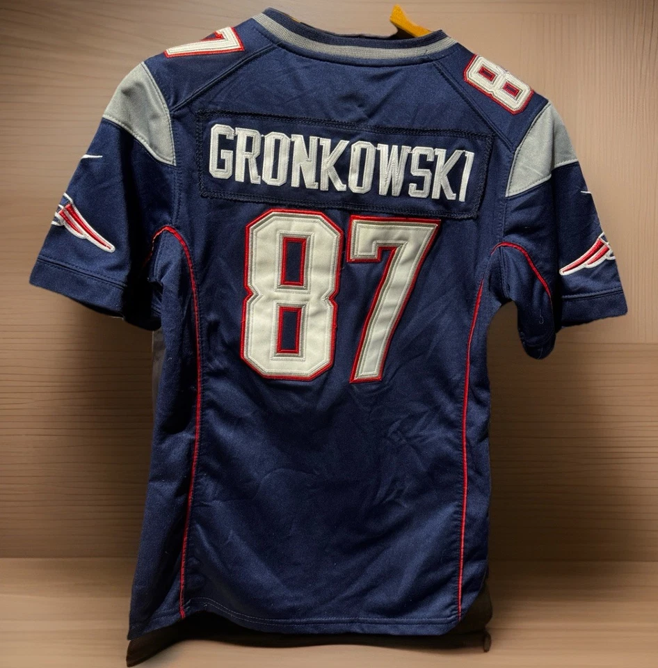 Parche bordado Nike On Field Patriots Home mediana juvenil camiseta Rob Gronkowski Foto 3 de 4