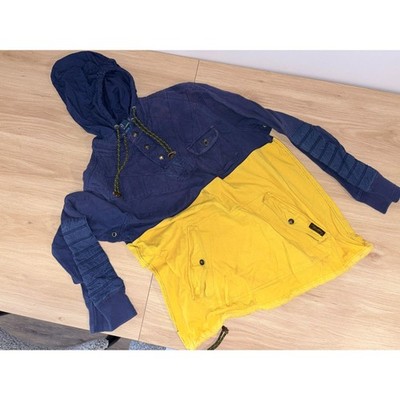 Polo Ralph Lauren Mens XL Custom Fit Quilted Blue Yellow Pullover Hoodie