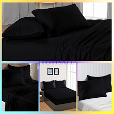 12" TO 30" Deep Pocket Sheets 1000 - 1200 TC Egyptian Cotton Black Stripe