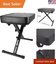 Comfortable X-Style Padded Keyboard Bench - Adjustable Height Piano Lessons