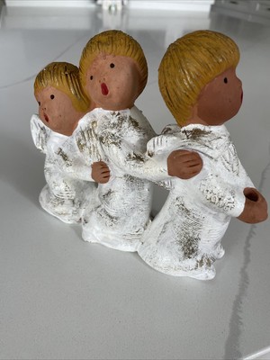 Jullar Terra Cotta Singing Christmas Choir Angels Trio white blond Vintage
