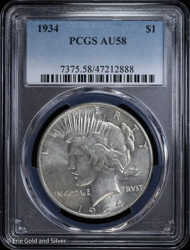 1934-P $1 Peace Silver Dollar PCGS AU 58