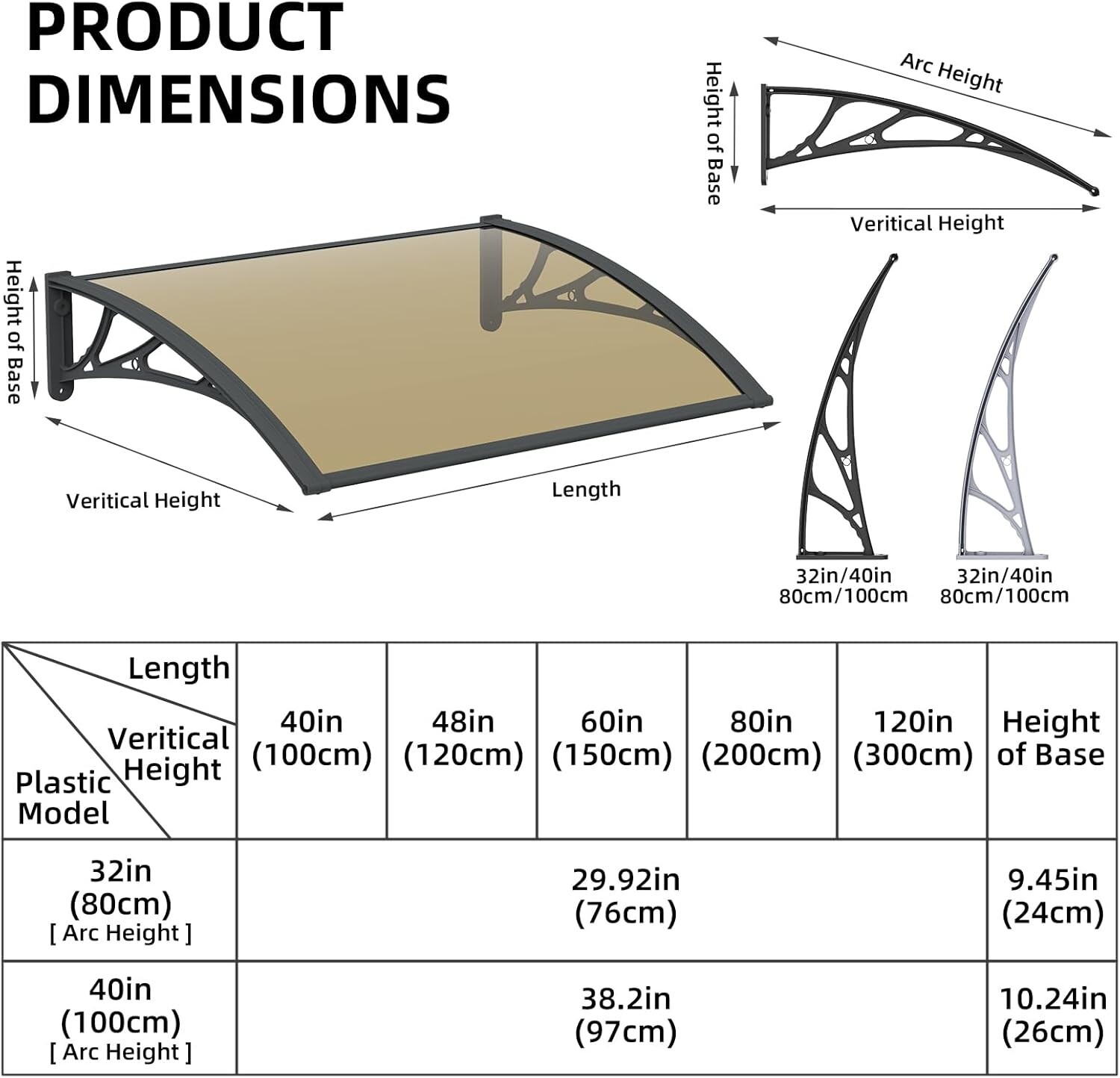 32" x 60" DIY Window Awning Door Canopy Solid Sun Shade Sheet for  Front Door
