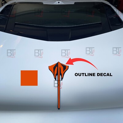 For C8 Corvette 2020-24 ORANGE Rear Stingray Emblem Shadow Decal Overlay Outline