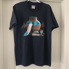 Vintage 90  s Mens T-shirt Large Single Stitch Native American Arizona Black