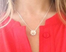 Elegant Daisy Flower Necklace 925 Sterling Silver floral dainty wedding jewelry