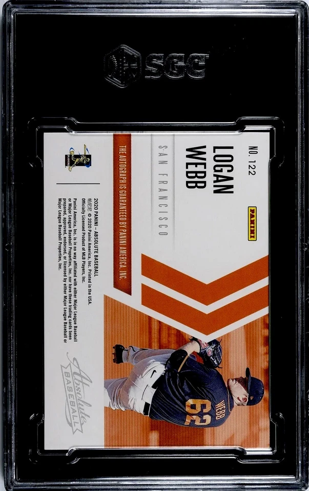 2020 Panini Absolute #122 Logan Webb LIGHT BLUE /50 SGC 10 w/10 AUTO RC - Image 2 of 2