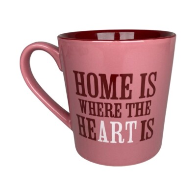 Life is Good Mug Home Is Where The Heart Is Pink Coffee Cup 16oz To Rim