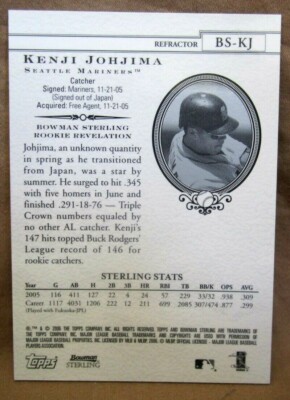 Kenji Johjima 2006 Bowman Sterling Rookie Black Refractor#/25 