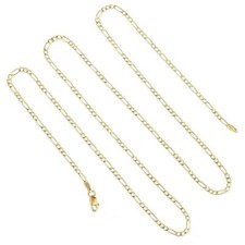 Unisex Real 18K Gold Filled 28 inch 3mm Wide Italian Figaro Chain Necklace K139G