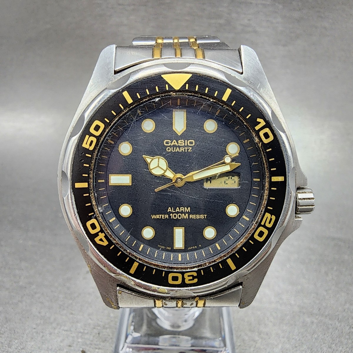 Casio MMA-200 Dive Watch Men 42mm Black Dial Steel Analog Digital