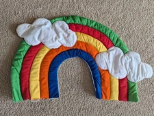 Vintage Rainbow Cloud Puffy Soft Fabric Wall Hanging Kids Room 1982 Red Calliope