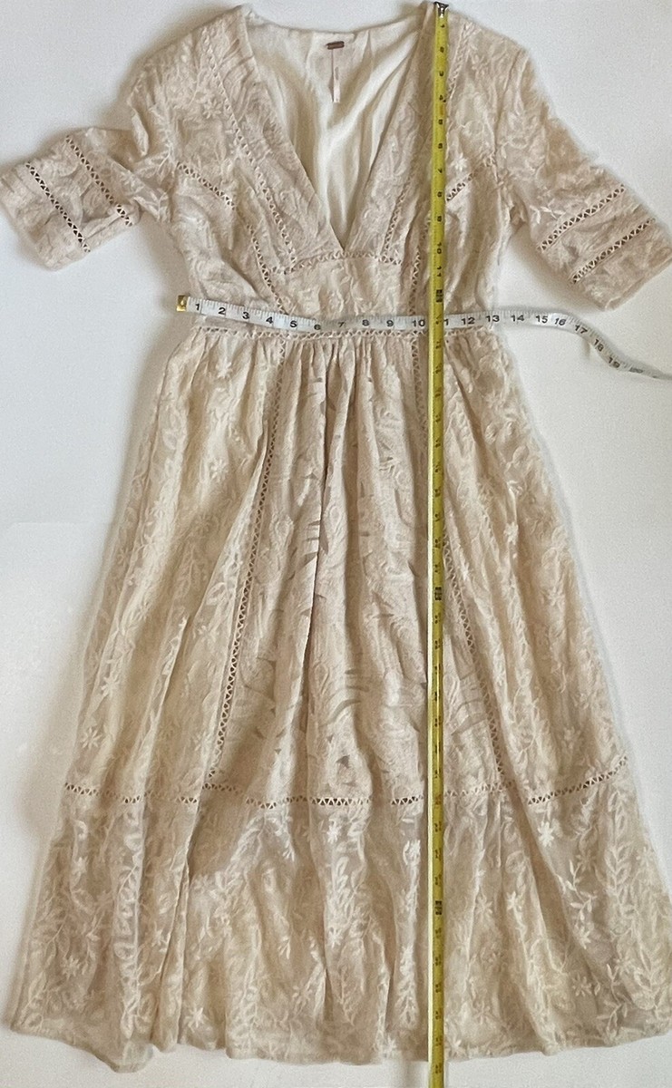 Free People Mountain Laurel Lace Crochet Dress Almond Beige Ivory SZ 0 XS  $168 | eBay