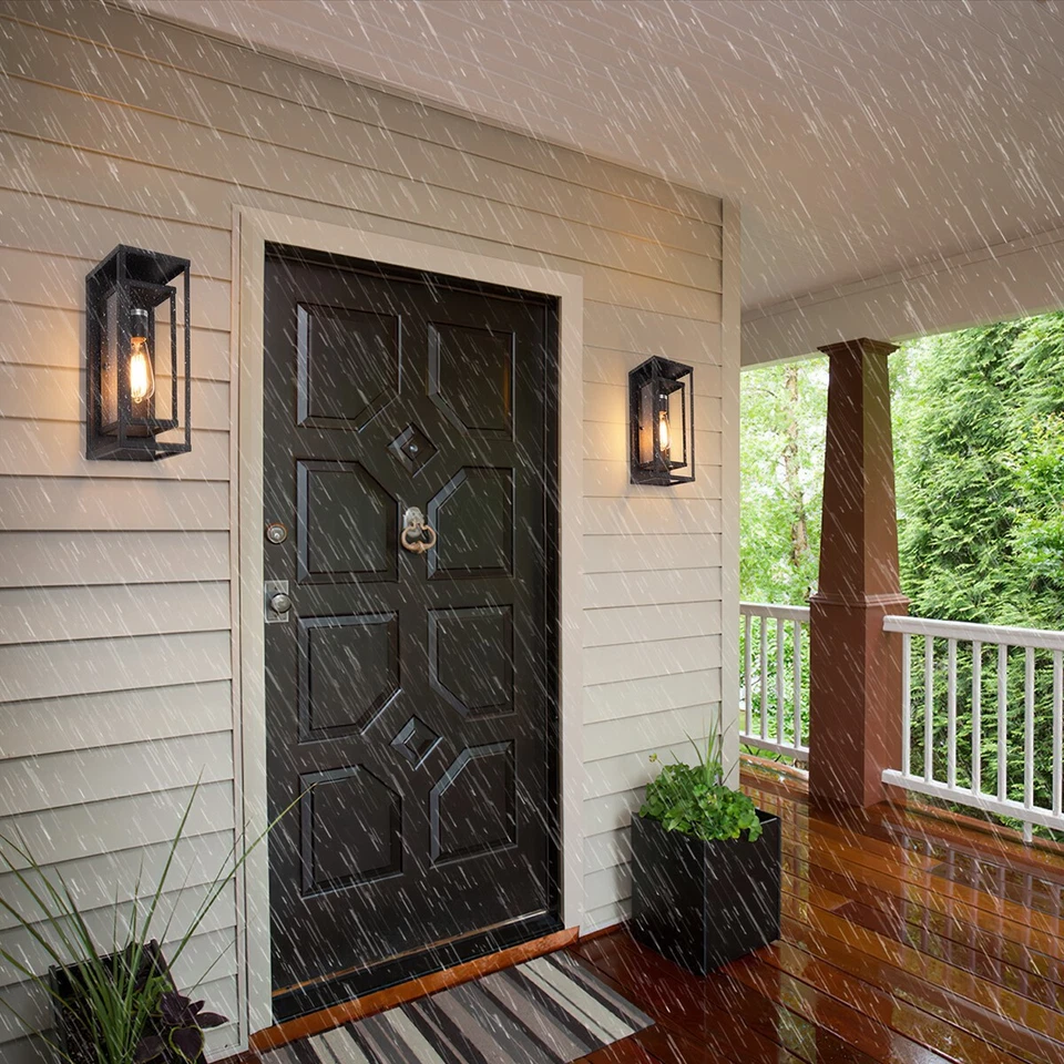 14in Classic Outdoor Wall Sconce 1 Light in Matte Black Waterproof Pack of 2 - Image 3 of 4