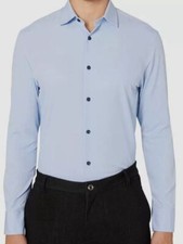  69 Construct Con. Struct Men's Slim-Fit Blue Stretch Dress Shirt 15-15.5 33/34