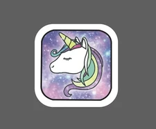 Unicorn Sticker Galaxy Square Waterproof Fantasy Colorful Gift NEW