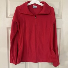 Columbia Sweater Womens Medium Pink Fleece Mock Neck 1/4 Zip Long Sleeve Poly