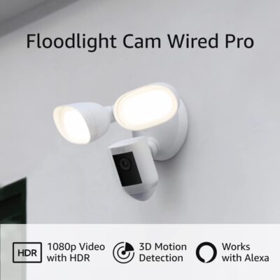 NEW Ring Floodlight Cam Wired PRO WHITE - Bird Eye View 3D LATEST MODEL CAMERA