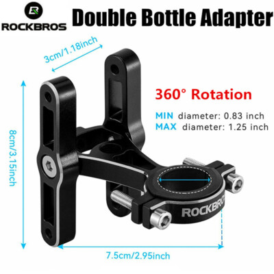 ROCKBROS 360° Double Bike Water Bottle Cages Adapter Bicycle Seatpost  Holder