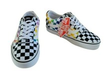Vans Ward Black, White, and Rainbow Check Women's Sneakers