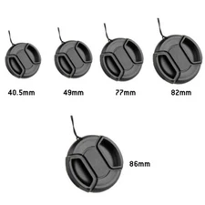 Black 40.5mm-86mm Camera Center Pinch Snap On Front Lens Cap Cover For Canon