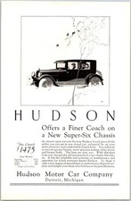 PRINT AD 1924 Hudson Coach Super-Six Chassis RFH Art 6.75 x 10