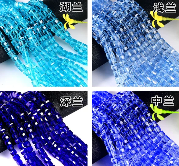4mm 6mm 8mm Crystal Glass Cube Faceted Loose Crafts Beads Lot - Image 3 of 4