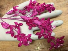 vintage velvet silk millinery flowers stamens 1 spray made in Japan magenta pink