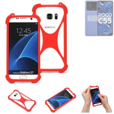 Schutzring für POCO C55 Silikoncase Softcase Bumper Schutz Hülle rot