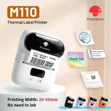 Phomemo M110 Direct Thermal Printer for Label Photo Note Tag Barcode QR Code Lot