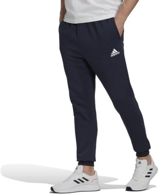 Adidas Men's Essentials Fleece Regular Tapered Pants - Black/White