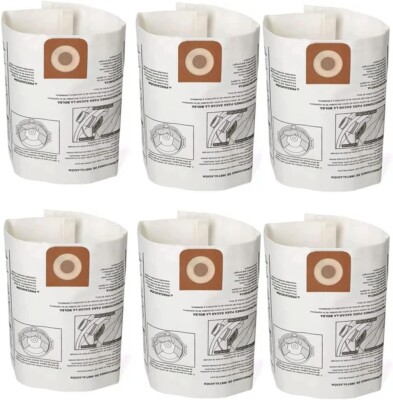 6 Pack Vacuum Bags for Craftsman 16-20 Gal and Ridgid 16 Gal Shop Vac