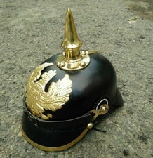 Brass Officer's Spike Helmet WWI German Pickelhaube Fr Prussian Leather