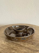 Early Jugtown Mitchfield Clay Candlestick Holder 5.75"W Seagrove North Carolina