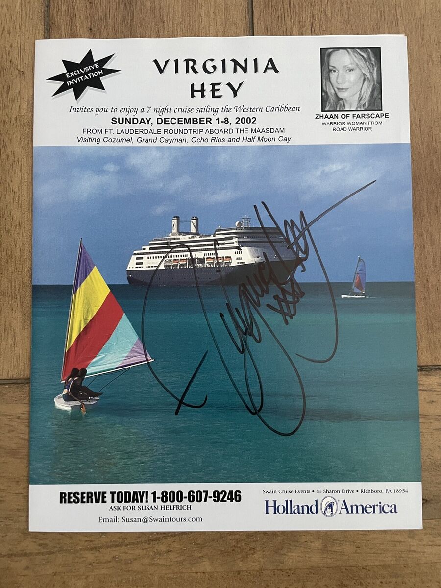 RARE! VIRGINIA HEY SIGNED AUTOGRAPH CRUISE BROCHURE, ZHAAN RARE! VIRGINIA HEY SIGNED AUTOGRAPH CRUISE BROCHURE, ZHAAN