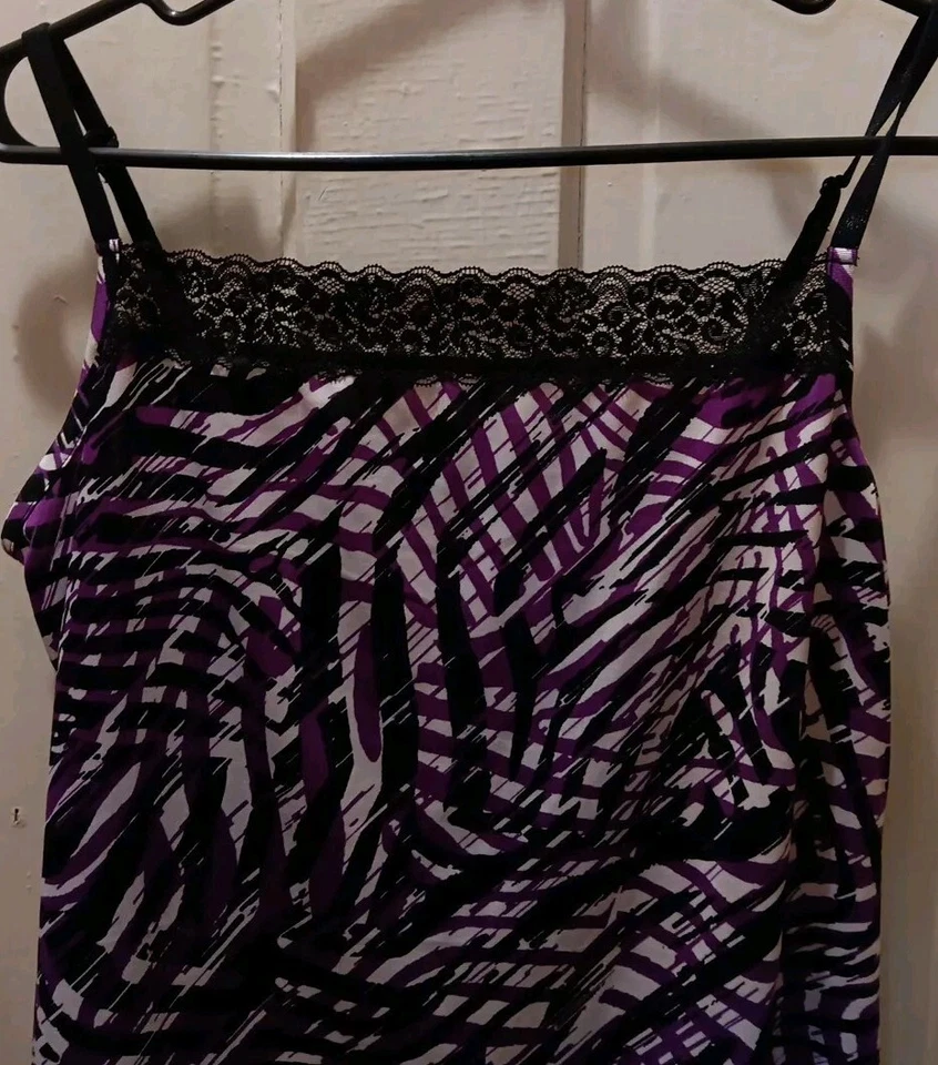 Moda Bug Cami Camiseta sin Mangas Mujer Talla Grande Encaje Púrpura Negro Correas Ajustables Foto 4 de 4