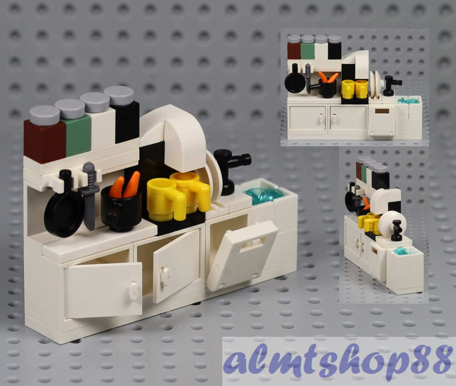 Litteratur Genoptag Håbefuld LEGO - Kitchen Cupboard w/ Sink Dishwasher Coffee Maker Cabinet Minifigure  Food | eBay